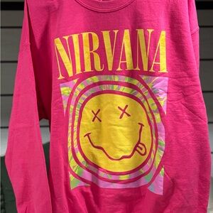 NIRVANA Pink and Yellow Kids Sweatshirt